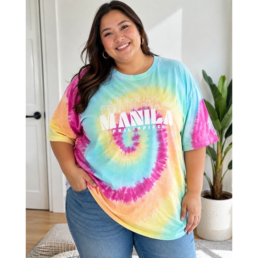 Islands Manila Philippines Tie Dye Souvenir T-Shirt XXL Blue Pink Yellow NWT